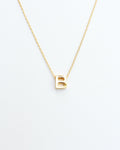 Gold Block Letter Initial Necklace