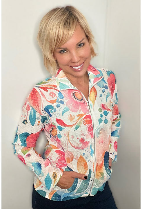 Bubble Print Zip Up Jacket