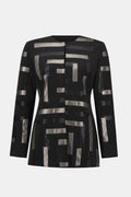 Scuba & Leatherette Collarless Jacket - 253929