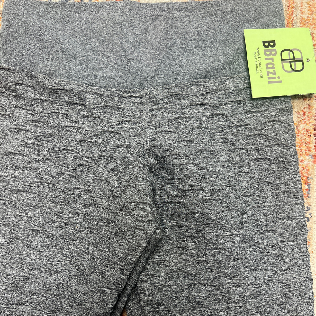 Basket Weave Jacquard Capri Legging - Heather Grey