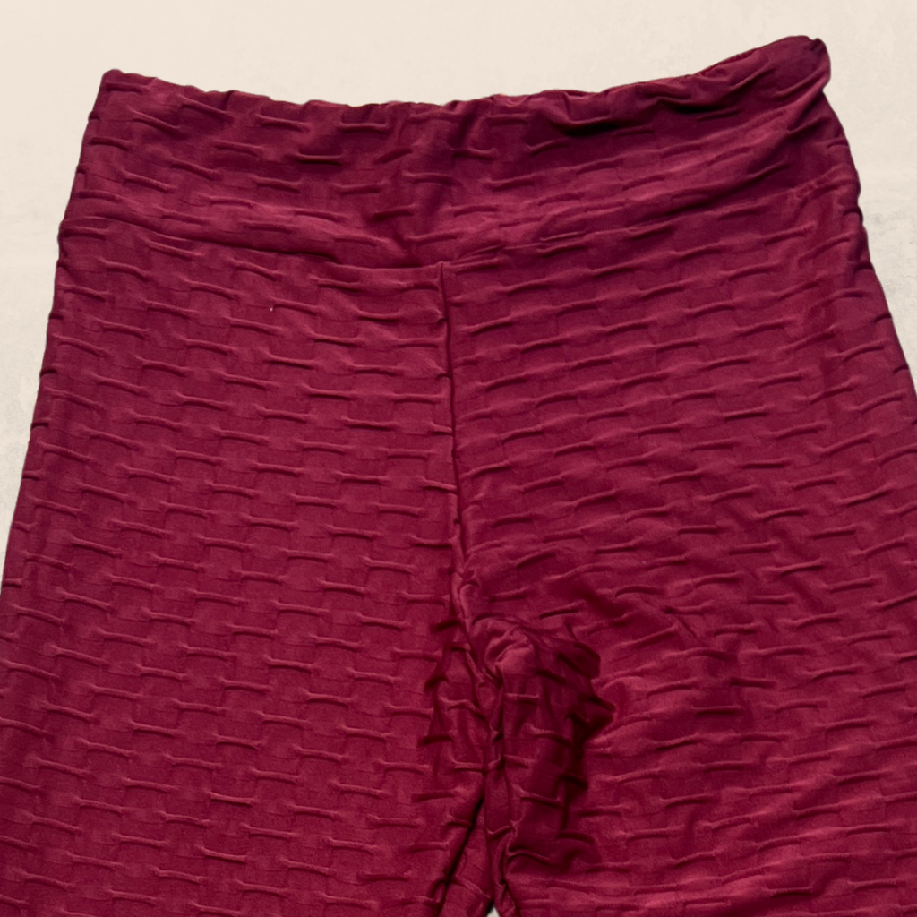 Basket Weave Jacquard Long Legging - Merlot
