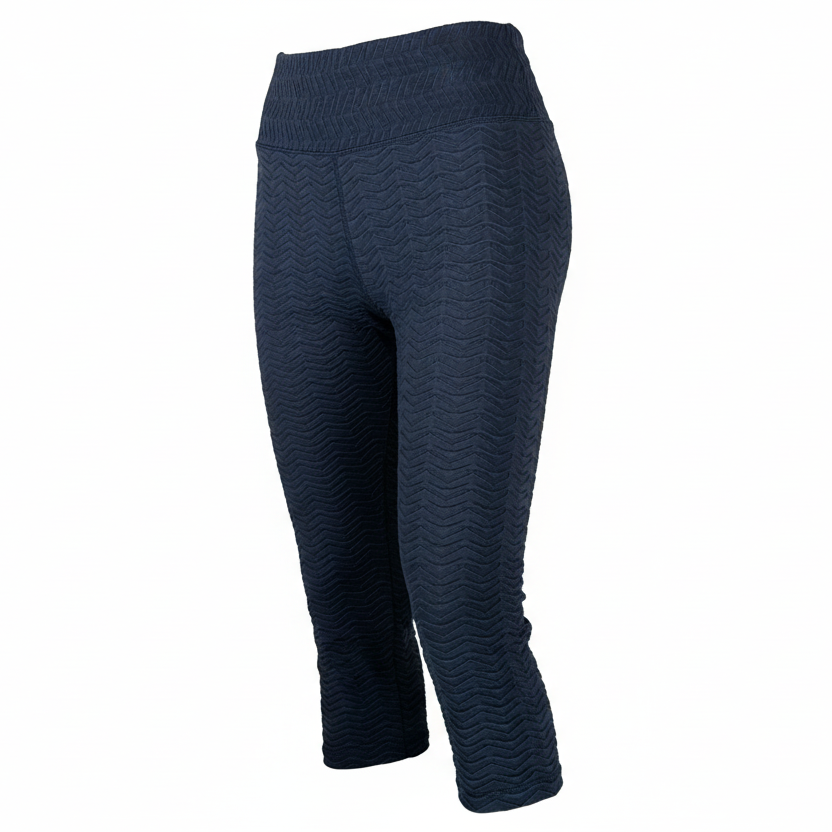 Pyramid Weave Jacquard Capri Legging - Black