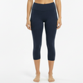 Basket Weave Jacquard Capri Legging - Indigo Blue