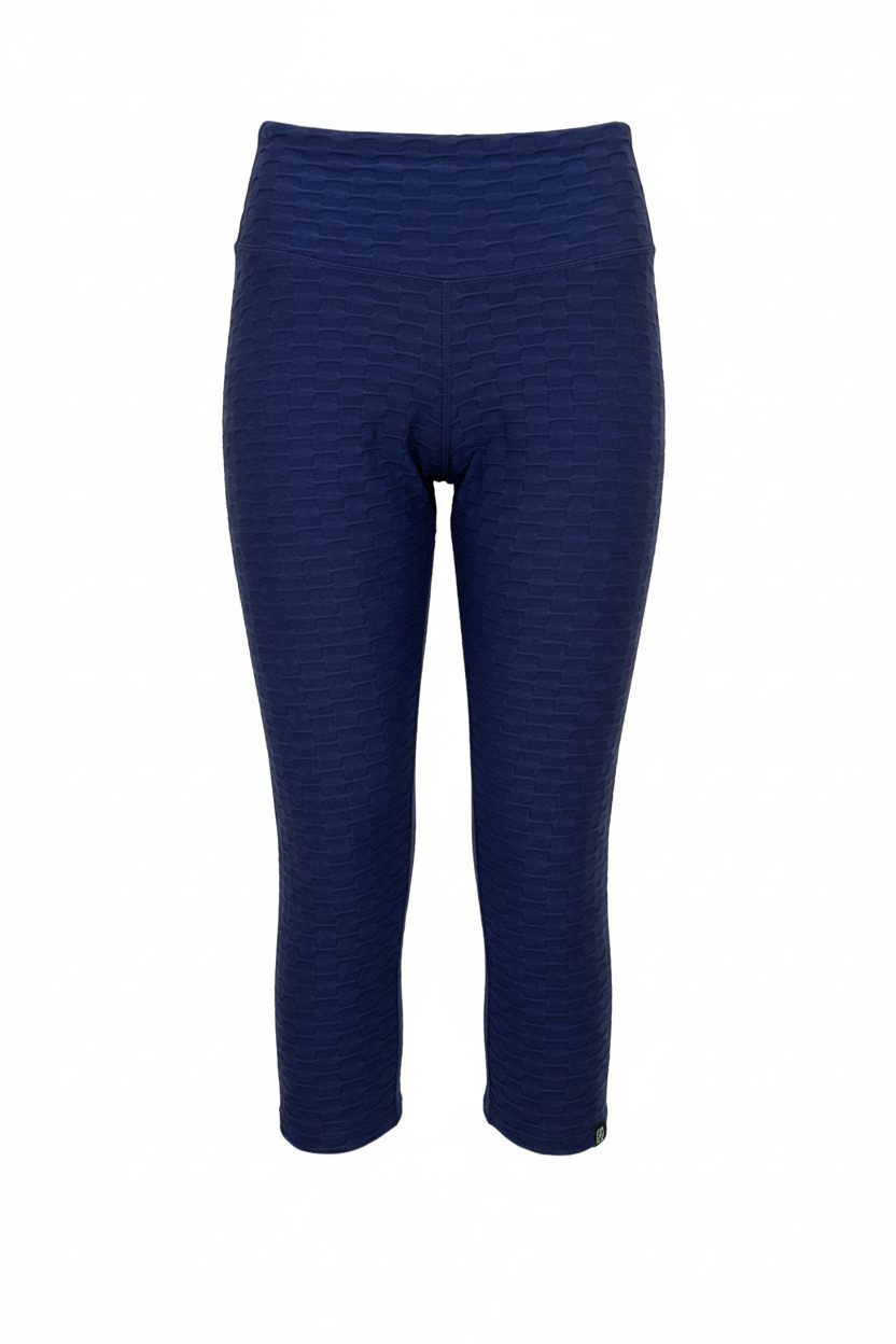 Basket Weave Jacquard Capri Legging - Indigo Blue