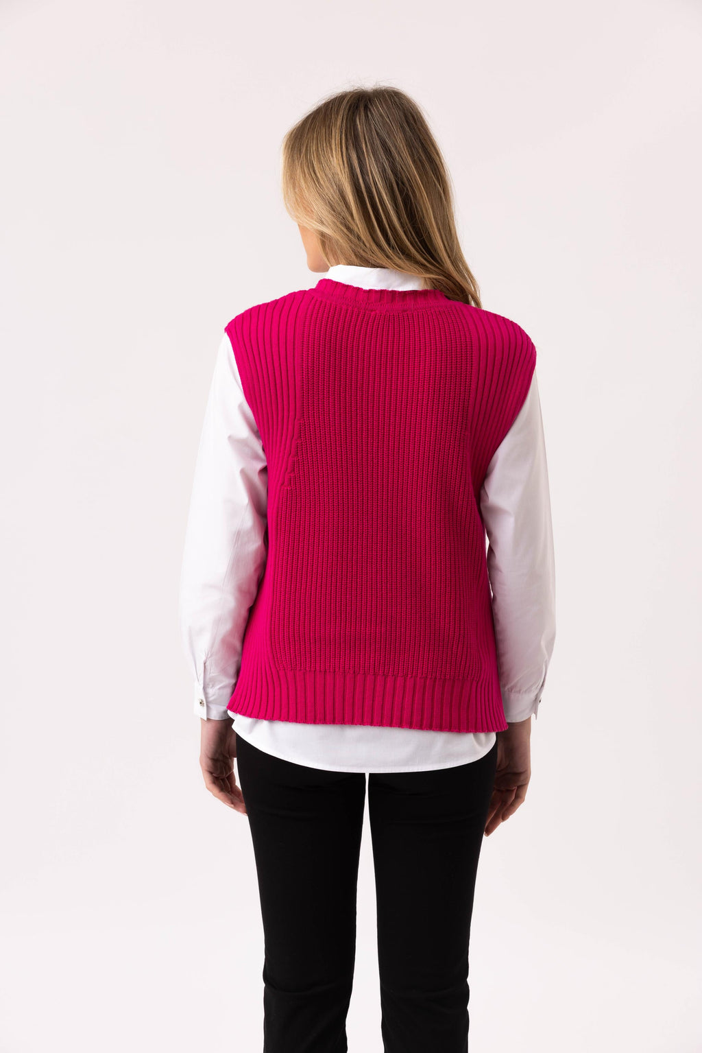 V-Neck Rib Knit Sweater Vest