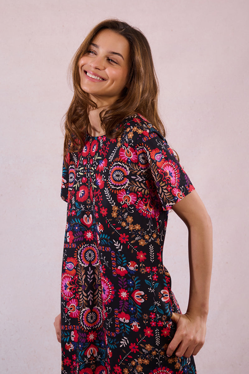 Claudia Floral Short Sleeve Dress by Molly Bracken