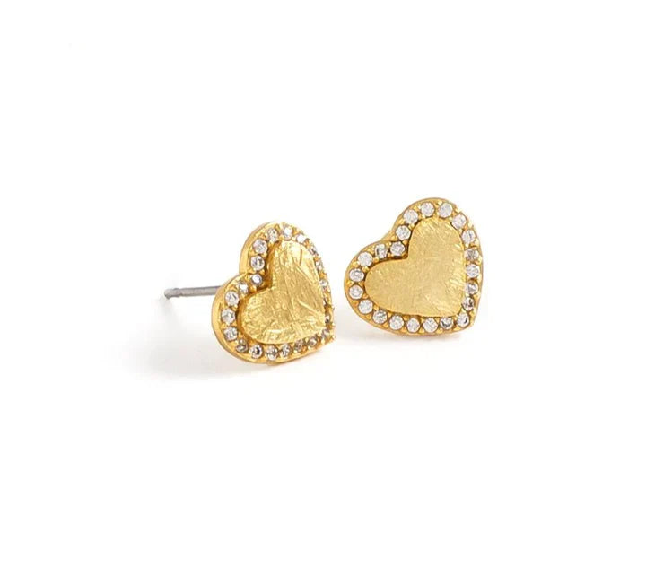 Etched Heart Pave Earrings