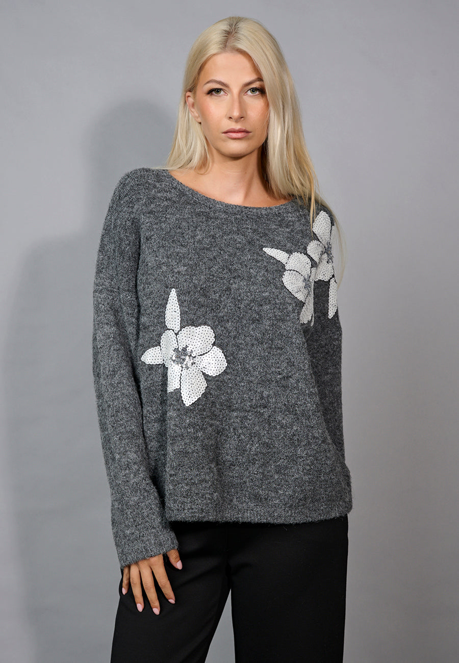 Floral Sequin Embroidered Top by Picadilly