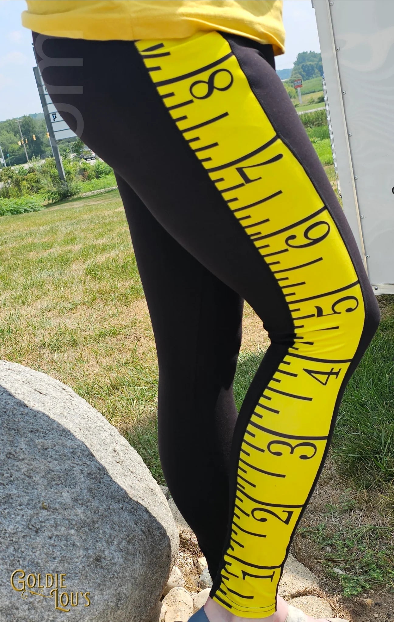 Yellow Tape Measure Sewing Leggings