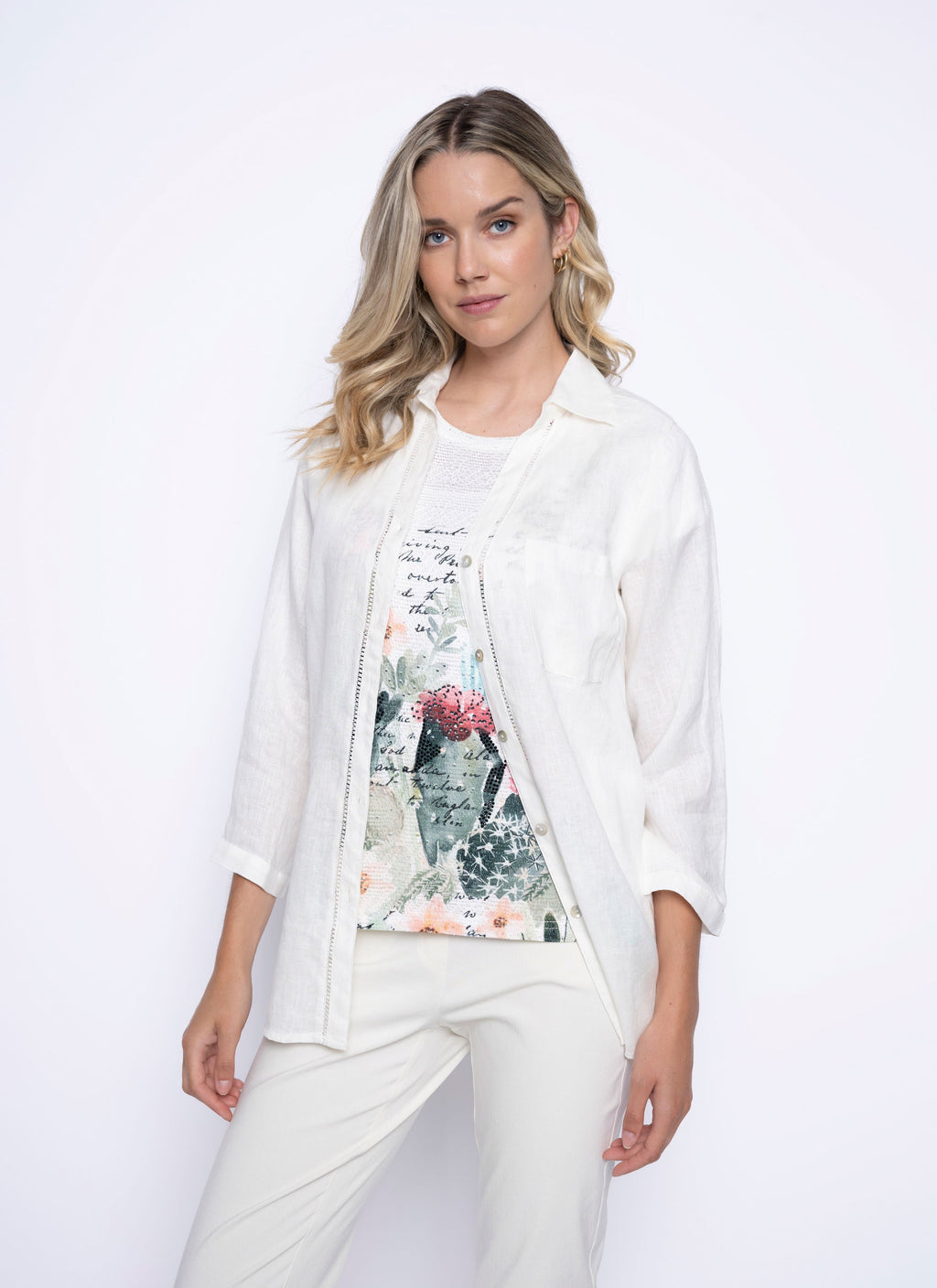 Picadilly 3/4 Sleeve Button Down Shirt