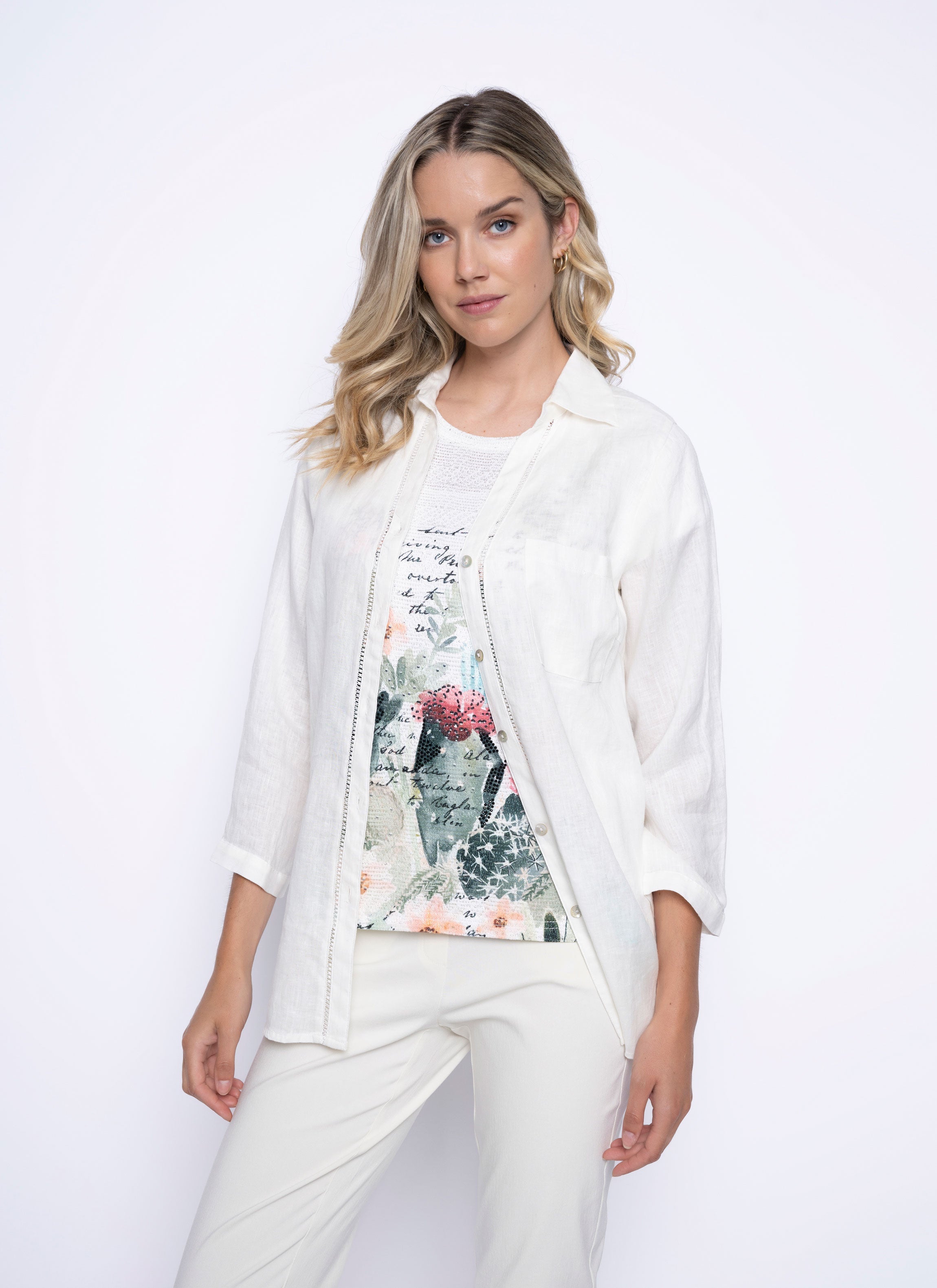 Picadilly 3/4 Sleeve Button Down Shirt