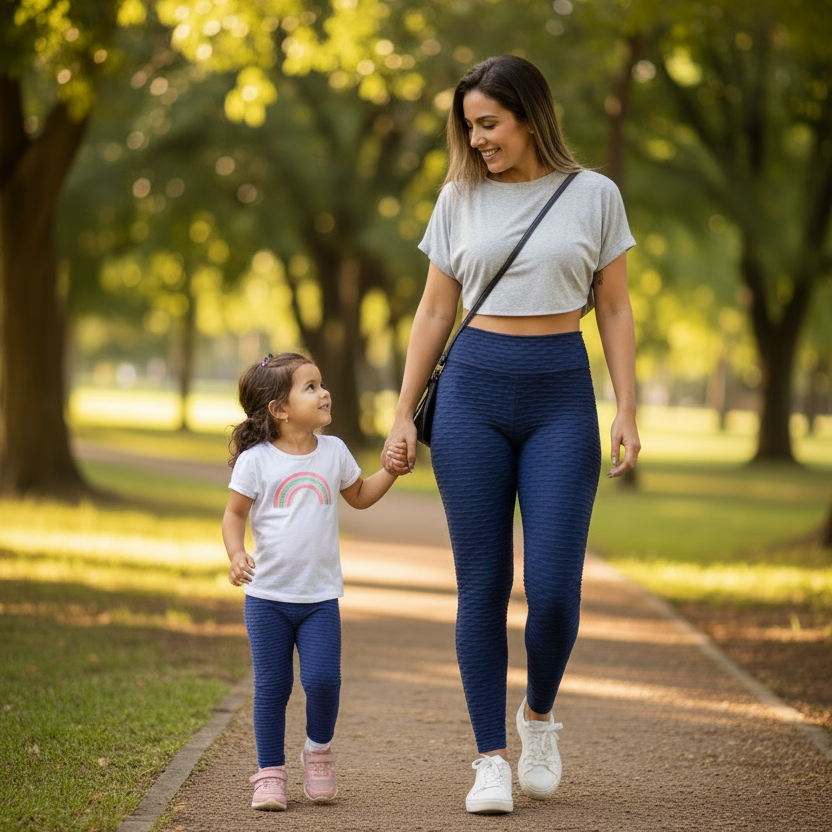 Basket Weave Jacquard Long Legging - Indigo Blue