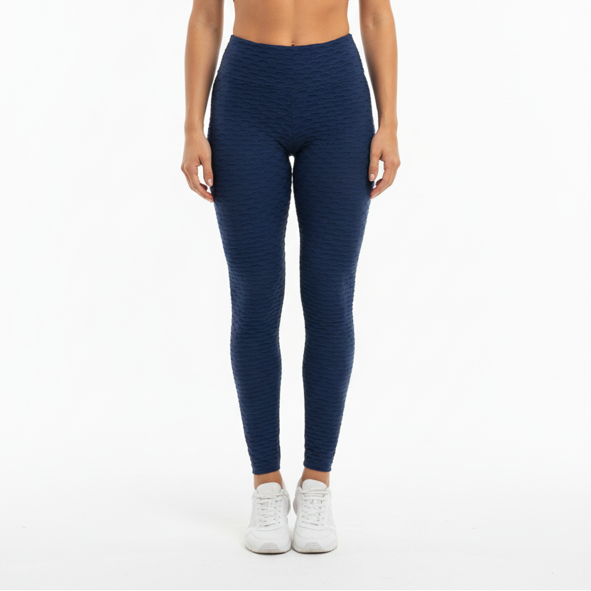 Basket Weave Jacquard Long Legging - Navy