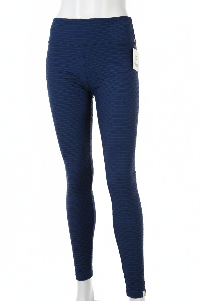 Basket Weave Jacquard Long Legging - Navy