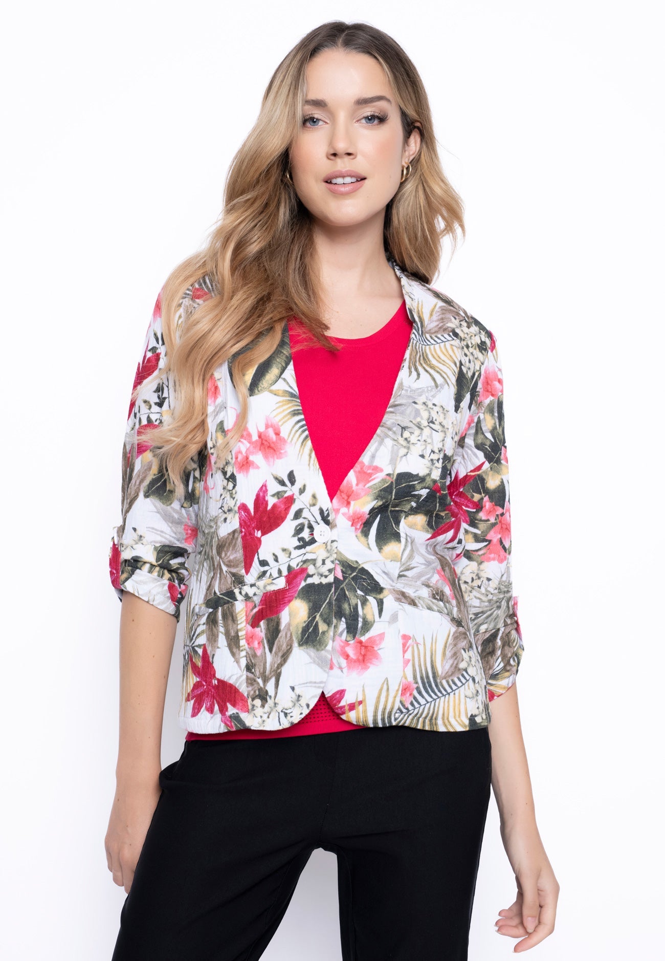 3/4 Sleeve Floral Jacket
