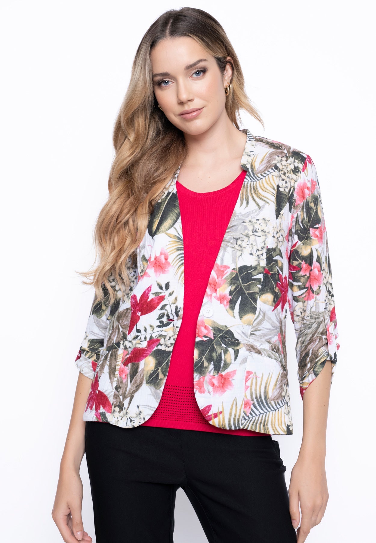 3/4 Sleeve Floral Jacket