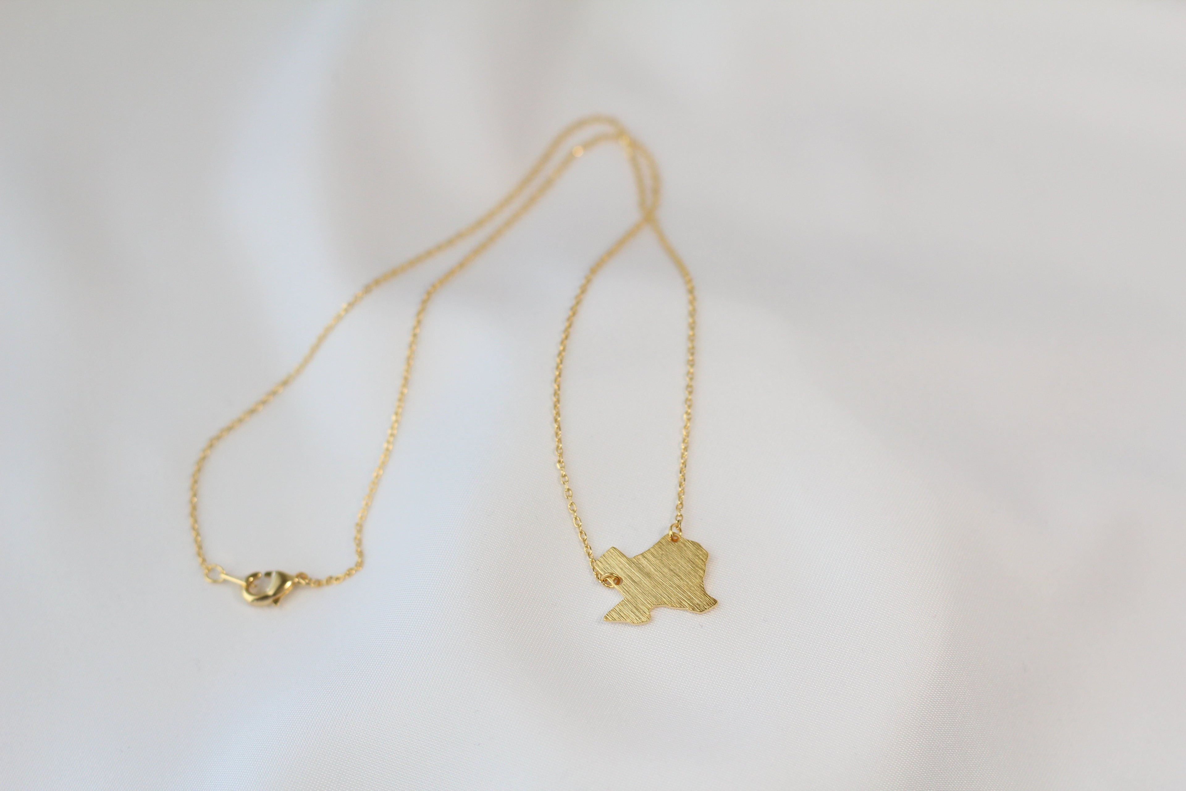Texas State Map Necklace - Matte Polish