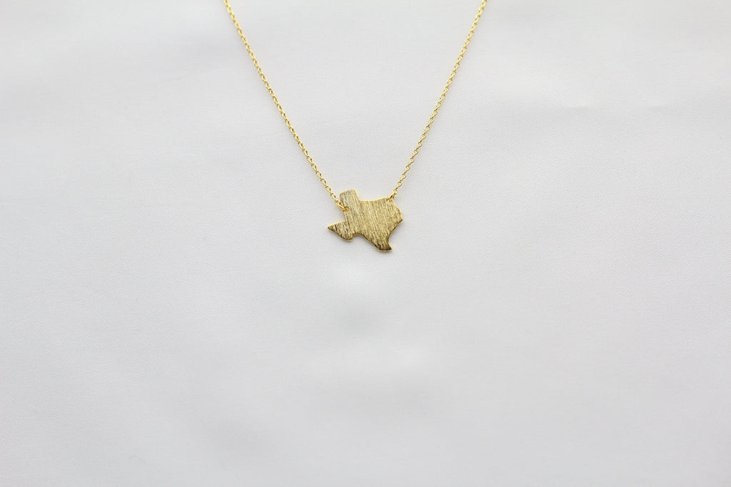 Texas State Map Necklace - Matte Polish