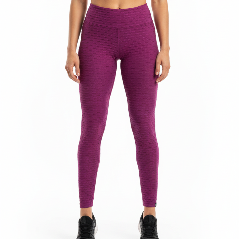 Basket Weave Jacquard Long Legging - Magenta