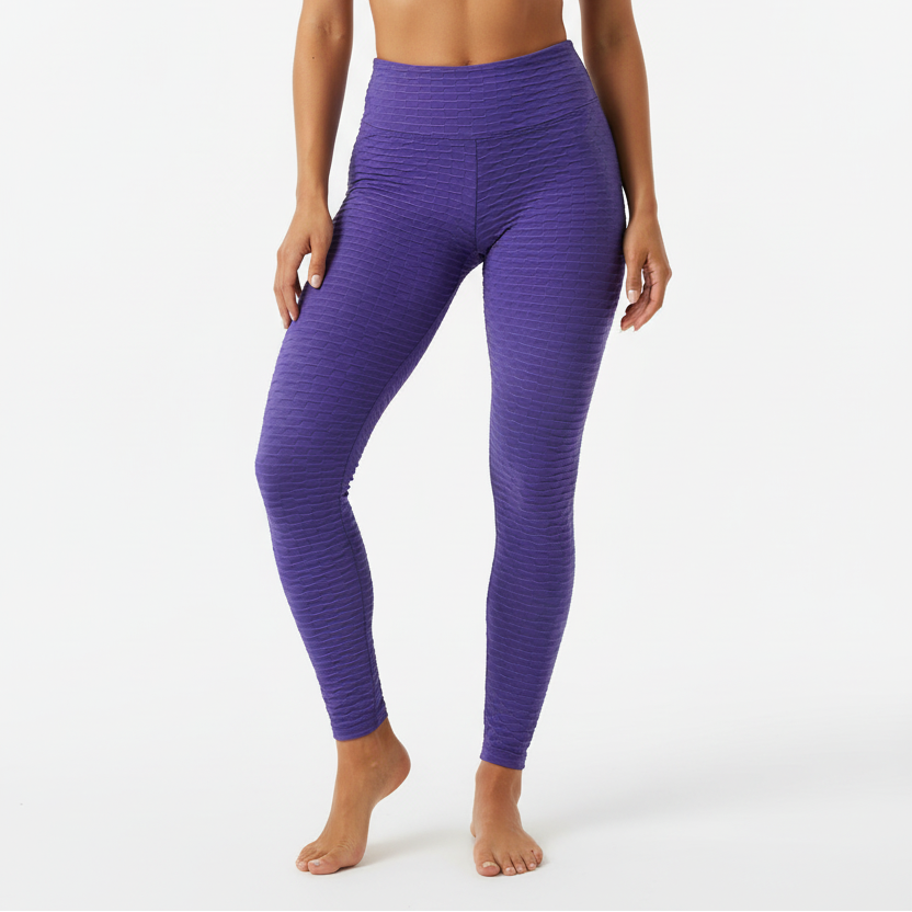 Basket Weave Jacquard Long Legging - Purple