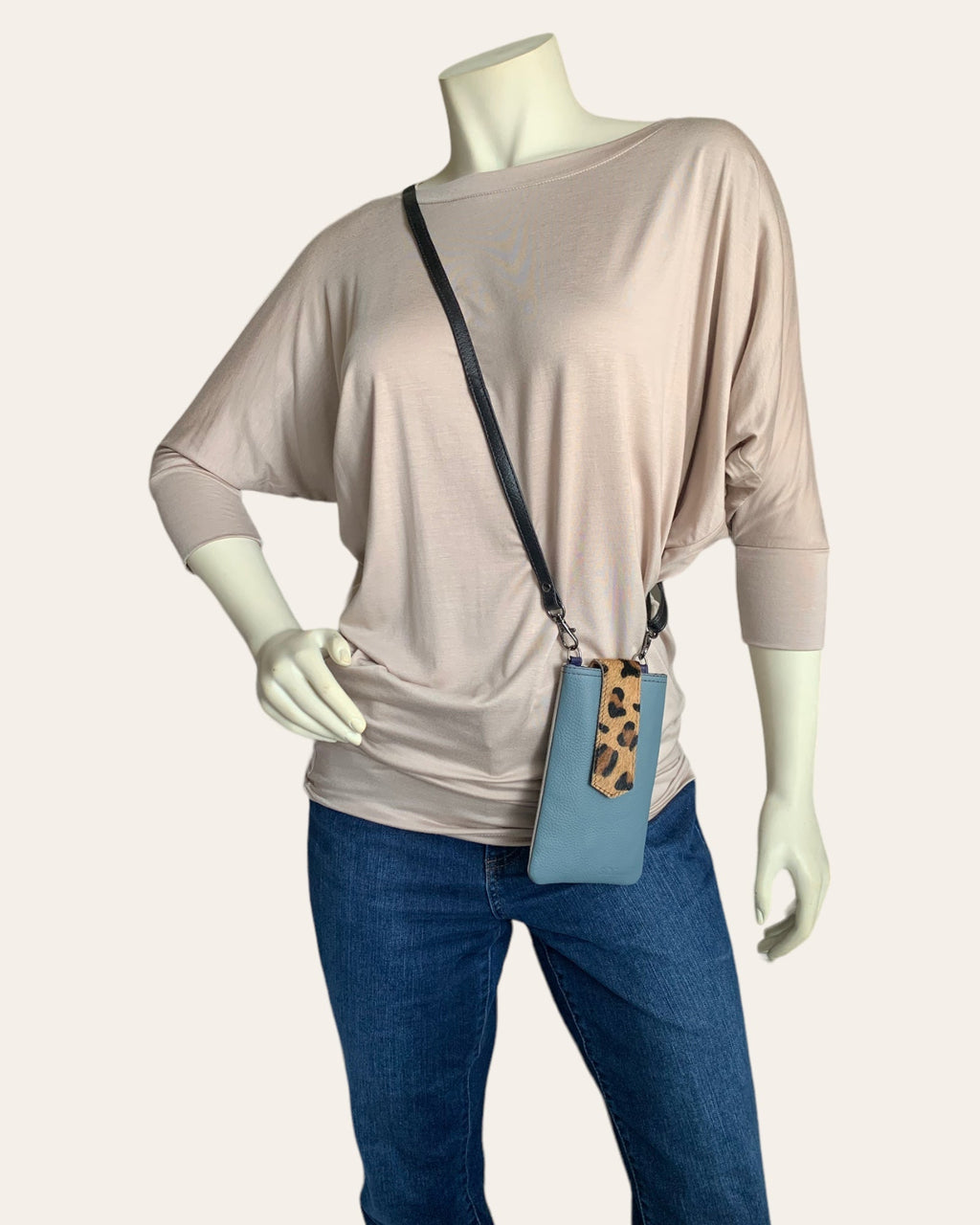 ZOE Leather Phone Crossbody with Print
