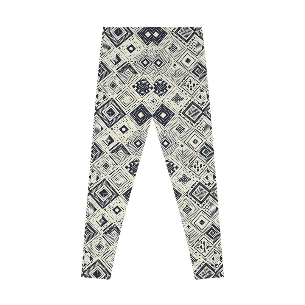 Monochrome Geometric Stretchy Leggings - Active Wear - Dipaliz